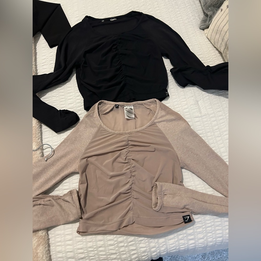 GymShark sheer Black and light purple Ruched Women Tops